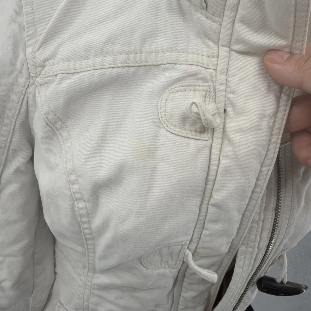 Vintage 2000s Woman's Cream Abercrombie &‎ Fitch Toggle Y2K Jacket Coat Medium