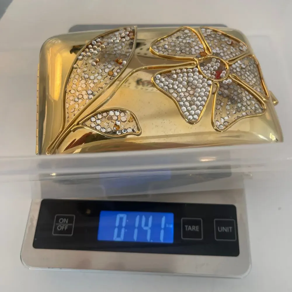 Vintage Miriam Marshall Designer Art‎ Deco Purse Gold Flower Gems READ