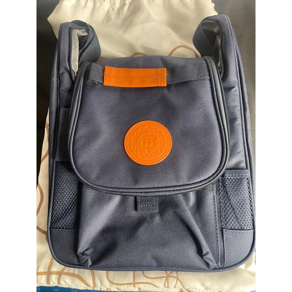 BARTRENDS Insulated Wine Beverage Carrier Bag‎ Navy Blue Orange with Dust Bag