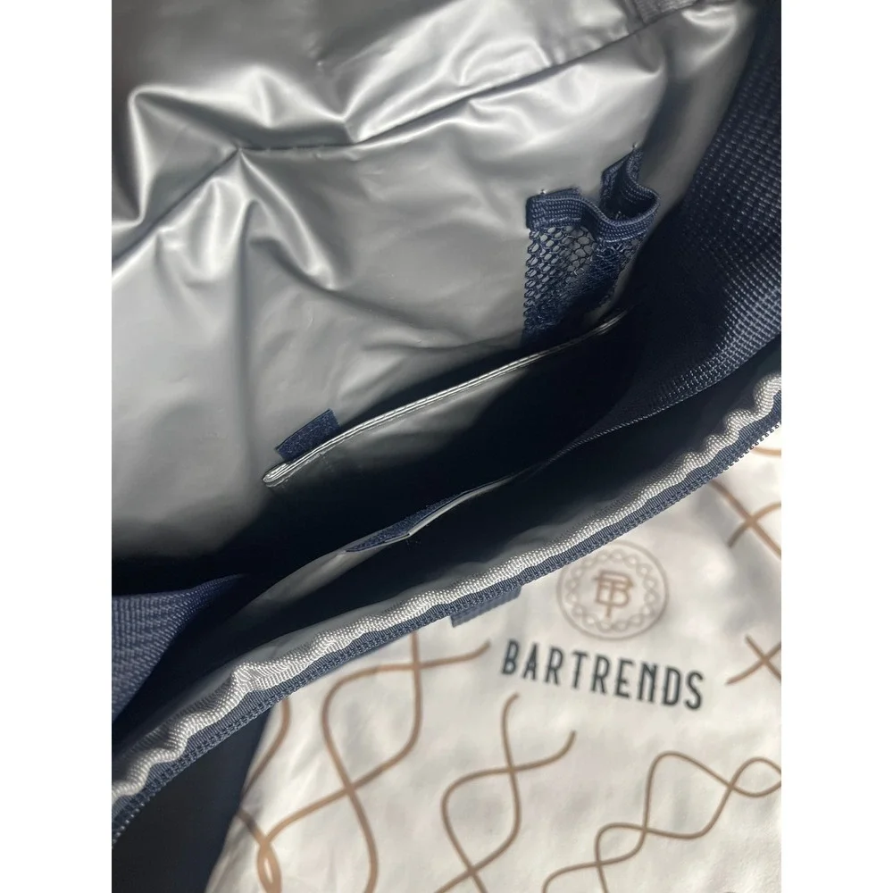 BARTRENDS Insulated Wine Beverage Carrier Bag‎ Navy Blue Orange with Dust Bag