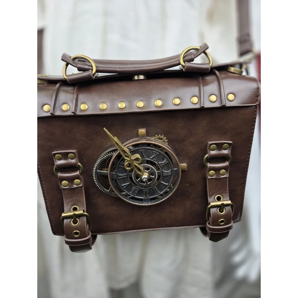 Steampunk Handbag Top‎ PU Leather Punk Industrial Retro Shoulder Bags