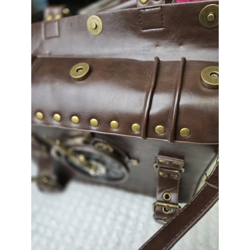 Steampunk Handbag Top‎ PU Leather Punk Industrial Retro Shoulder Bags