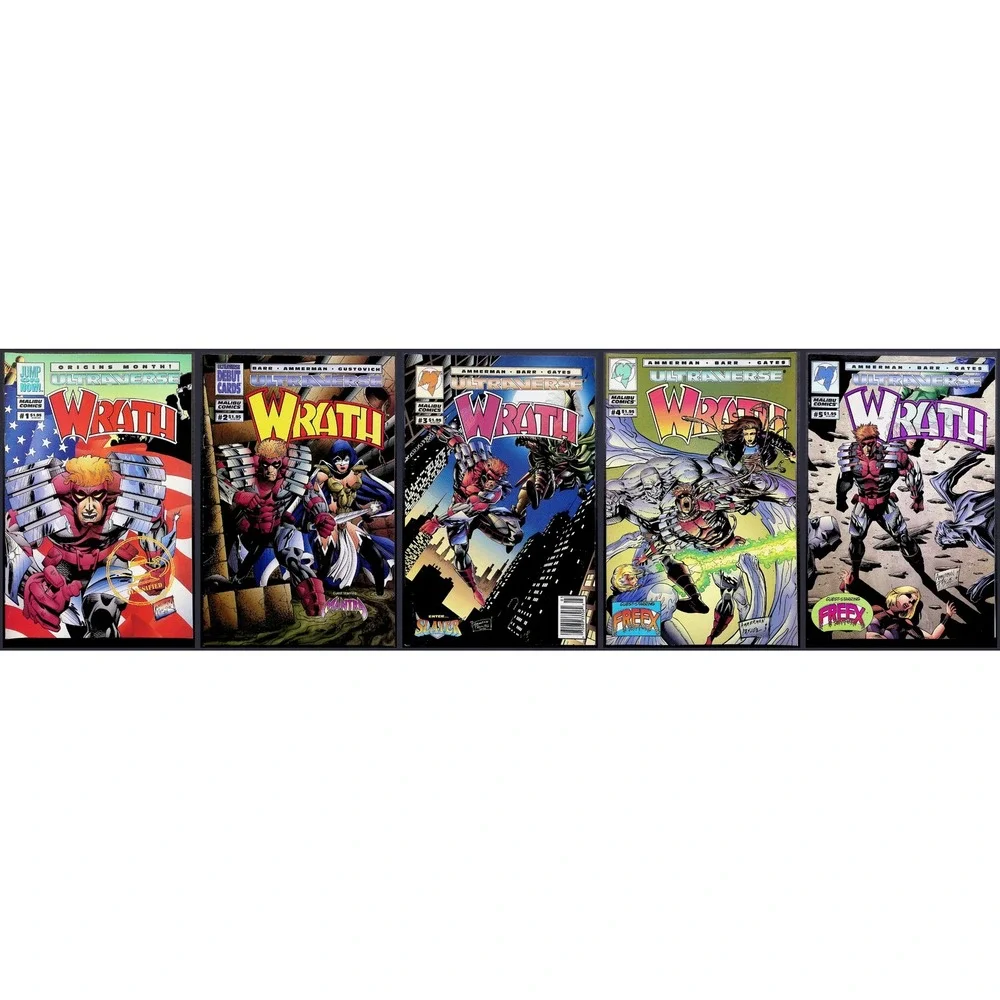 Wrath #1-5 Complete Set‎ Malibu Ultraverse 1994 Mantra Freex Guest Appearances