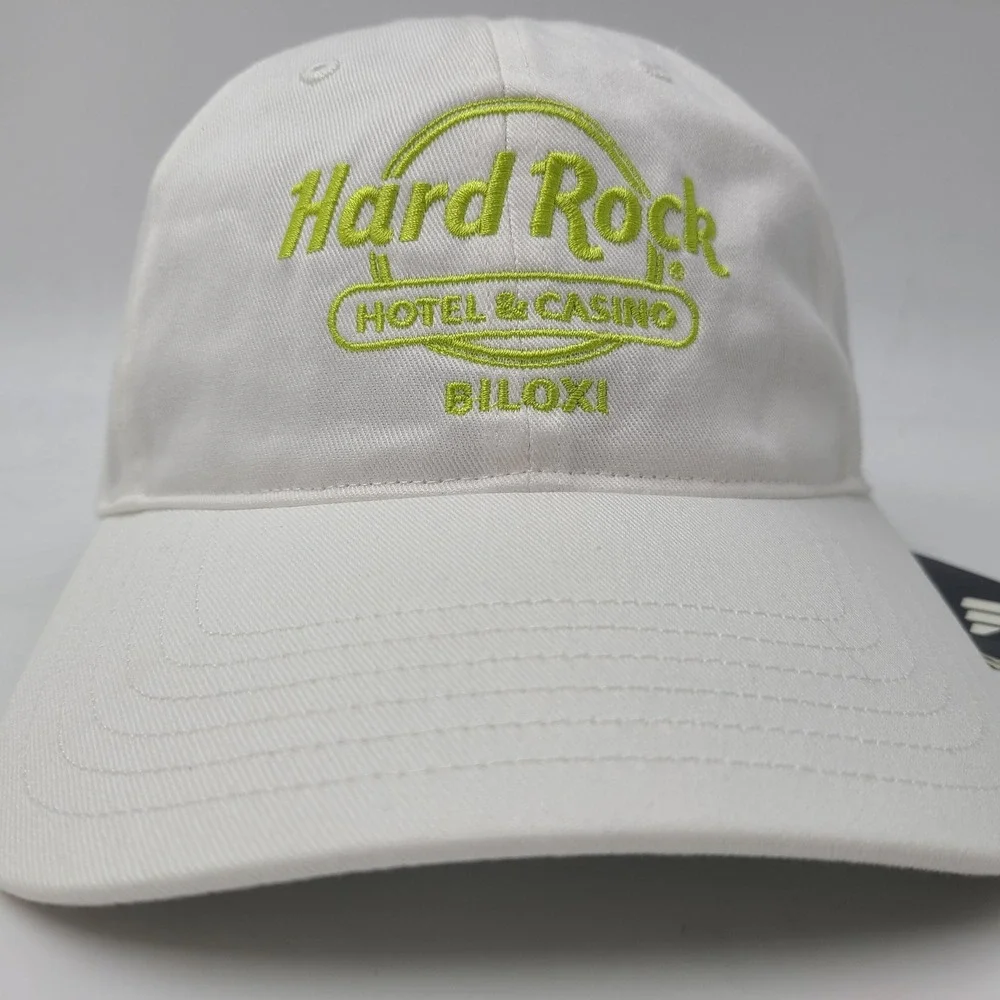 Hard Rock Hat Snapback Adidas White Neon Green Hotel & Casino Biloxi MS Logo Men