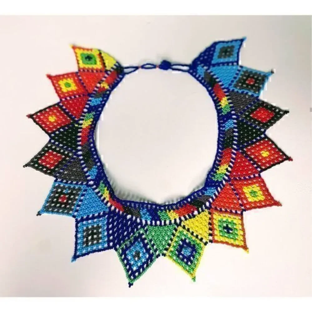 New Beautiful Handmade Colorful Beaded Mexican Collar Necklace