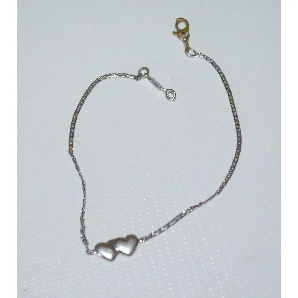 Vintage Monet Silver Tone with Double Hearts Bracelet  7