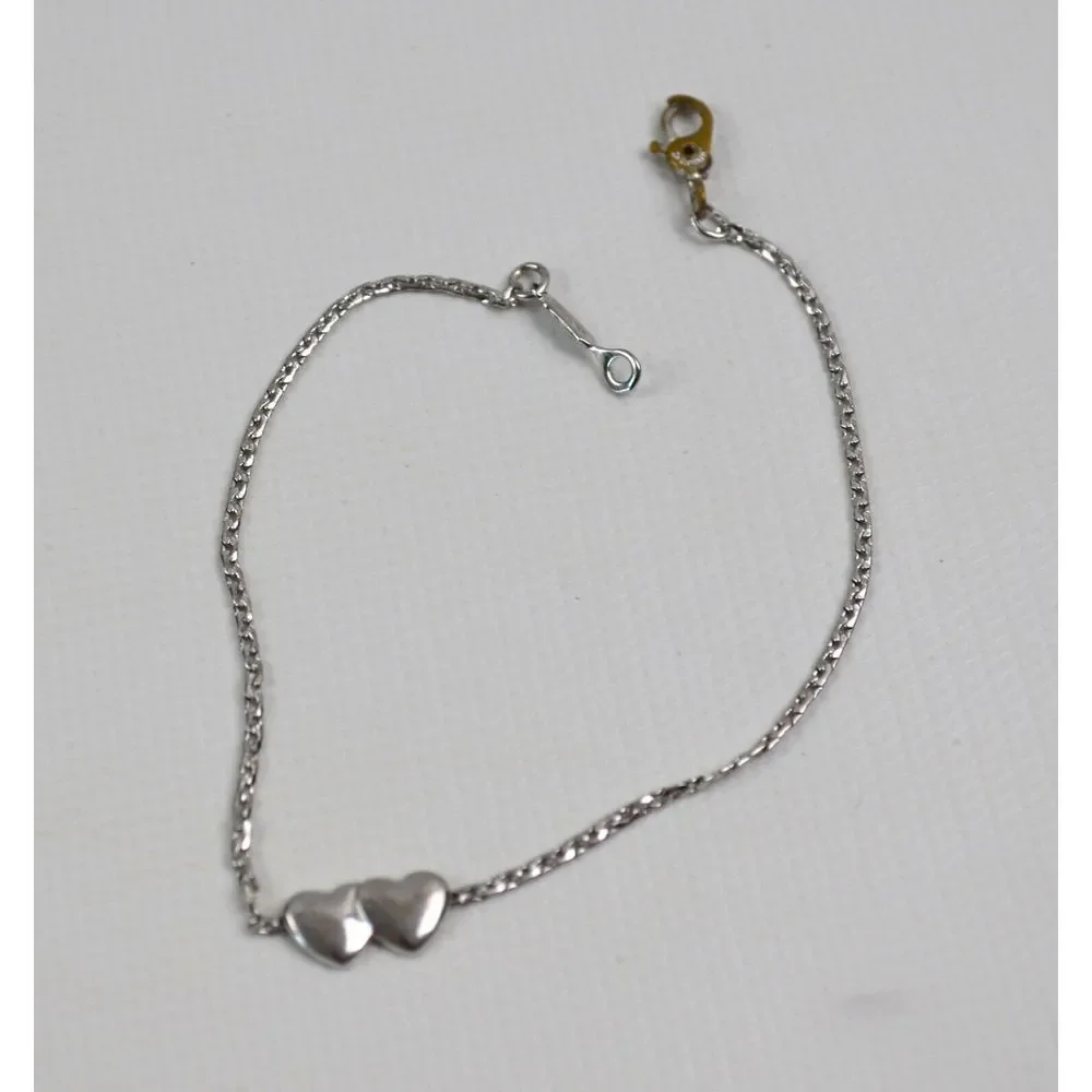 Vintage Monet Silver Tone with Double Hearts Bracelet  7