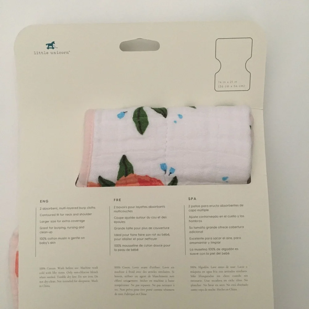 Cotton Muslin 2 Burp Cloths Absorbent NEW | Little Unicorn