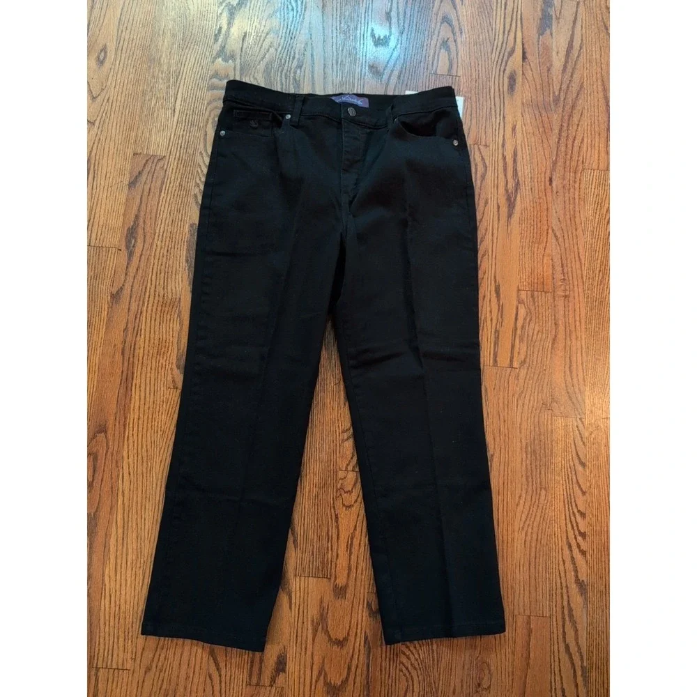 Gloria Vanderbilt Amanda Tapered Stretch‎ Jeans 14 PETITE SHORT BLACK