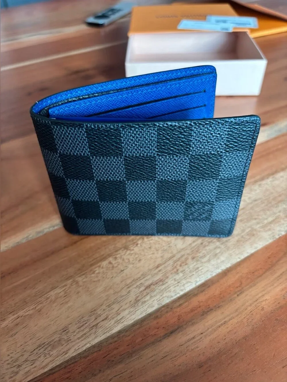 Louis Vuitton Blue and Black Damier Graphite Card Holder Wallet