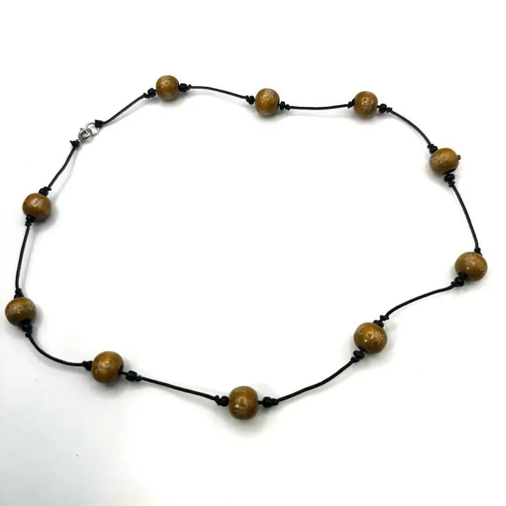 Brown Chinese beaded cord necklace brown chinese