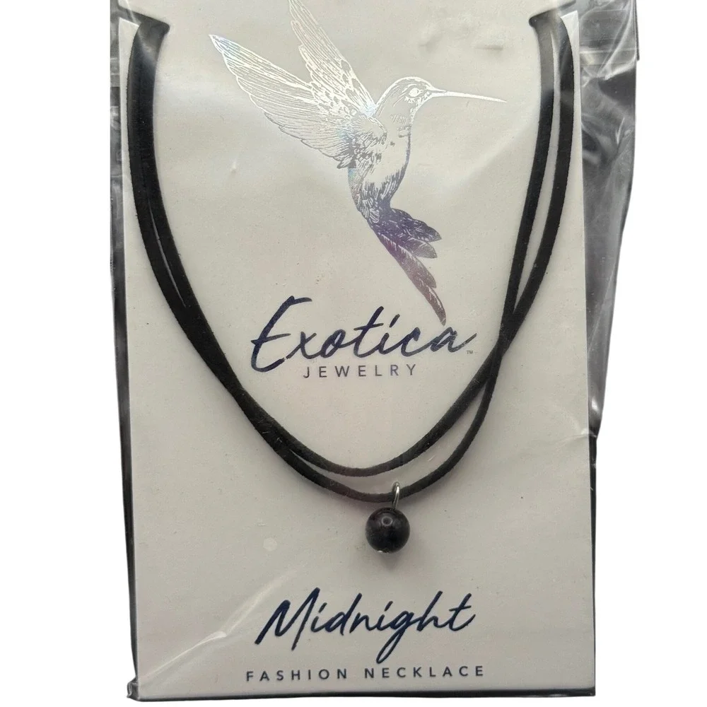 Exotica Jewelry Midnight‎ Fashion Necklace Black Cord Single Stone Charm