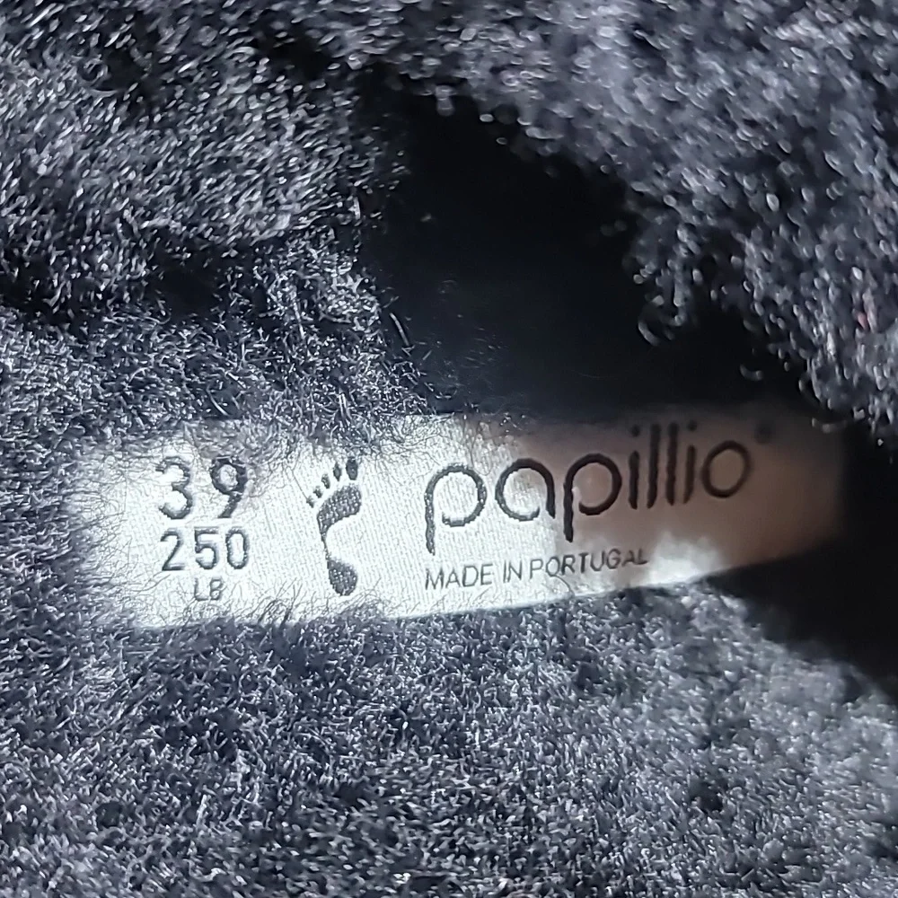 Papillio By Birkenstock Arizona Big Buckle Teddy Black Shearling Sandals‎ Size 8