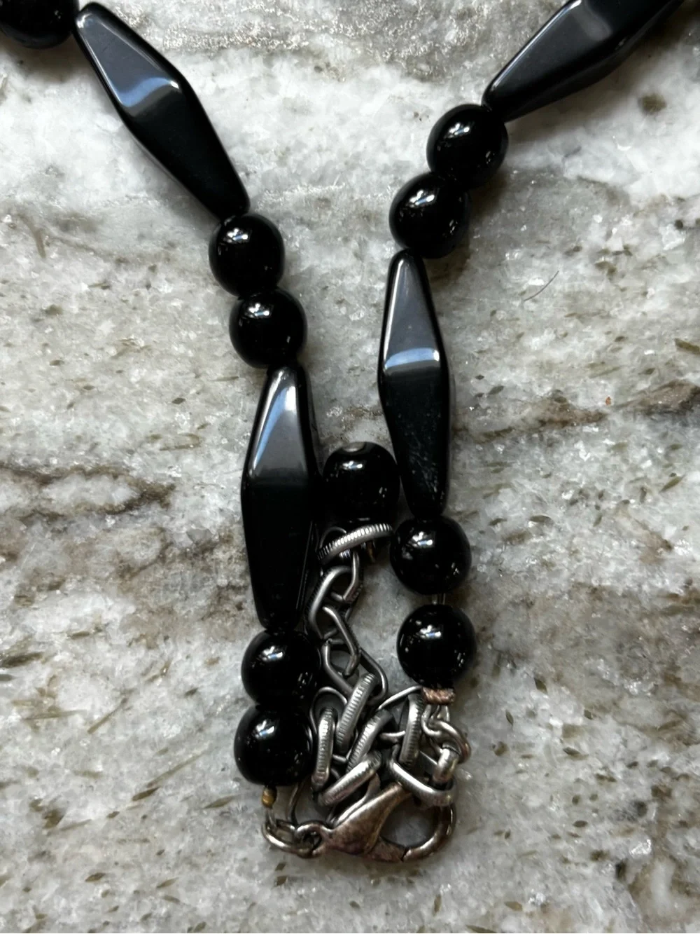 Jade MixedChinese Ping An Kou and Porcelain Handpainted Bead Necklace & Earrings