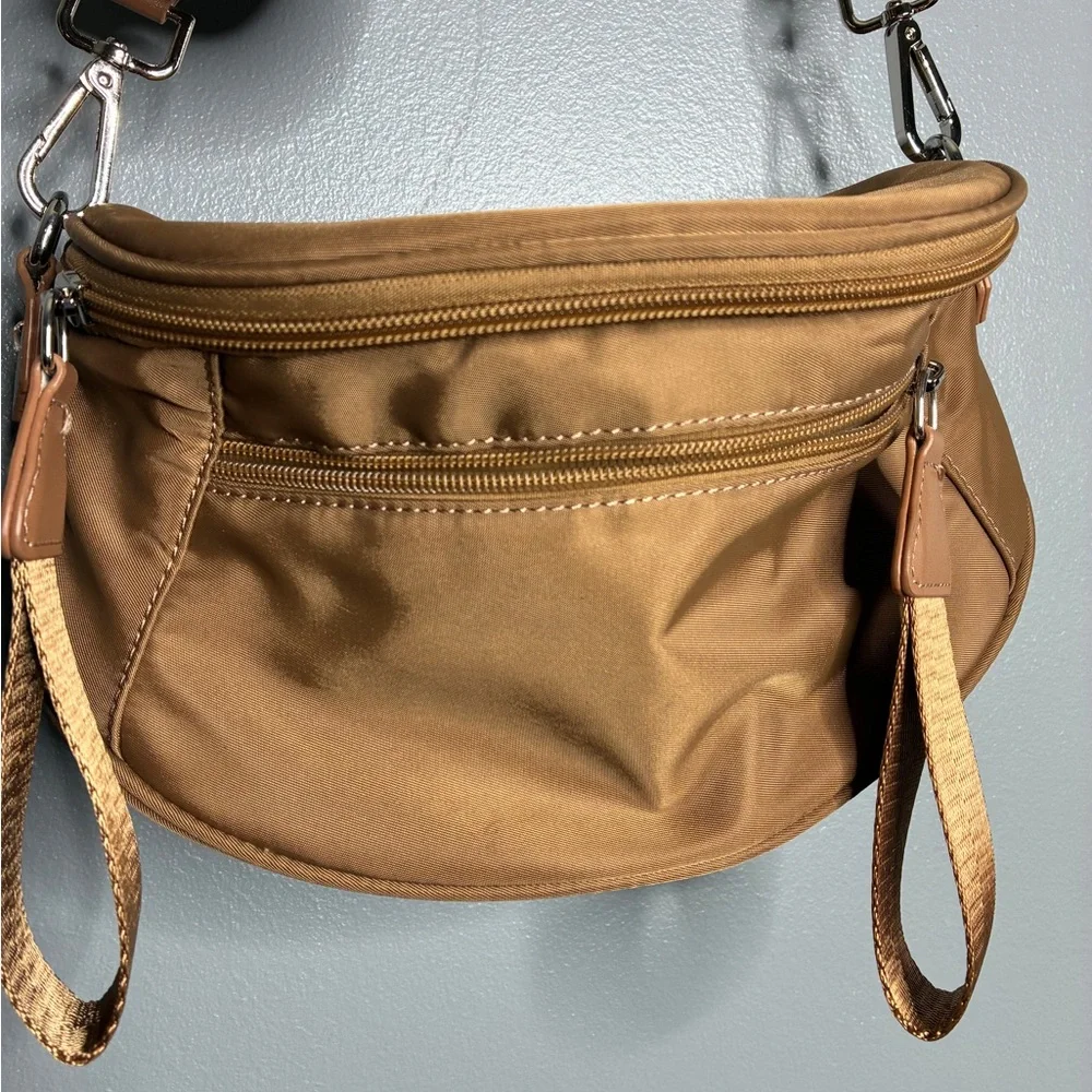 Tan Nylon Crossbody Bag
