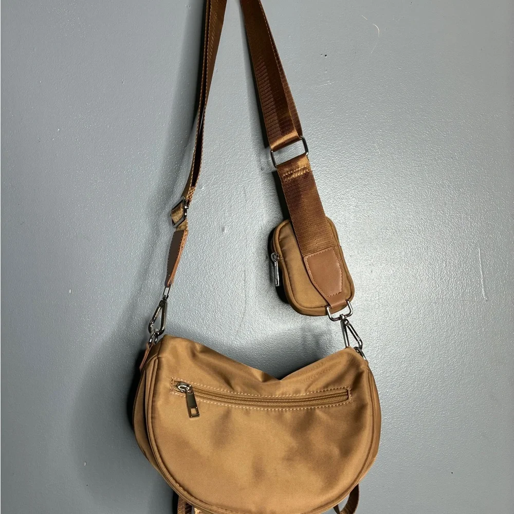 Tan Nylon Crossbody Bag