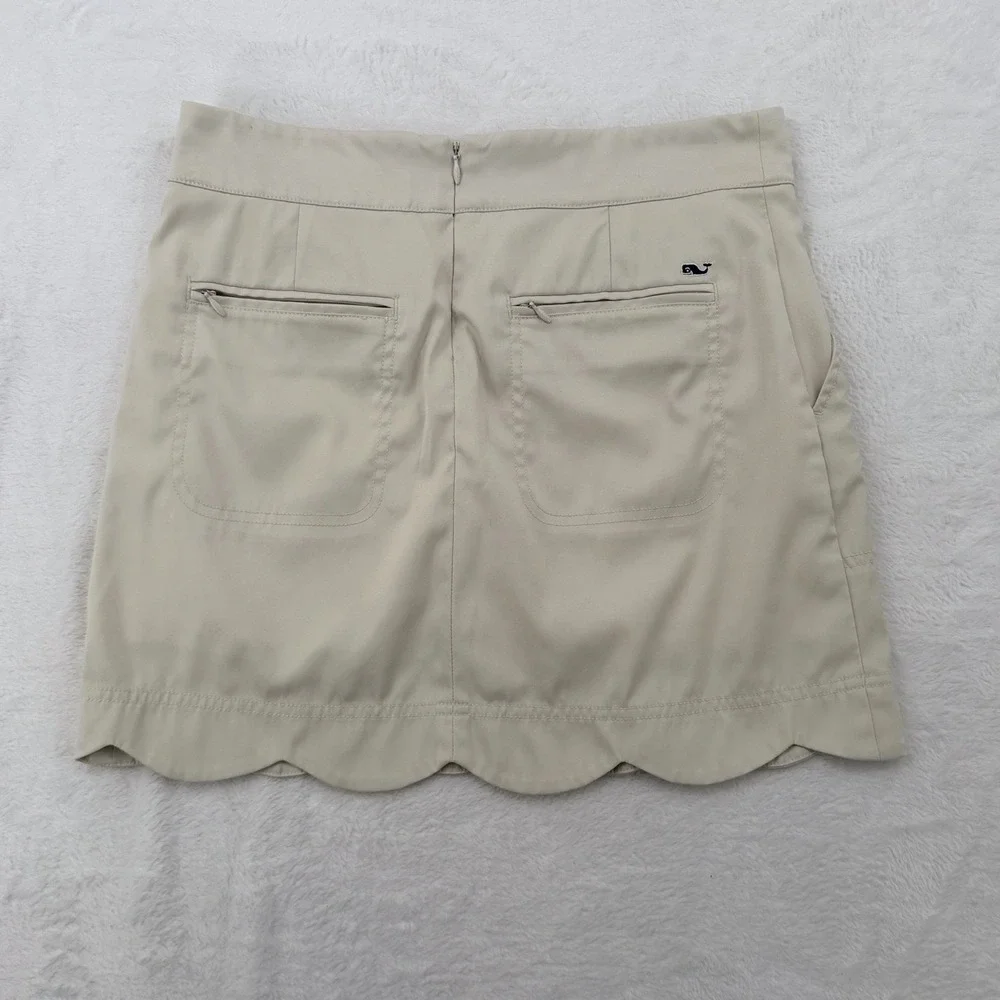Vineyard Vines Skort Womens 2 Tan Excellent Scalloped Hem Golf Tennis 2R0351