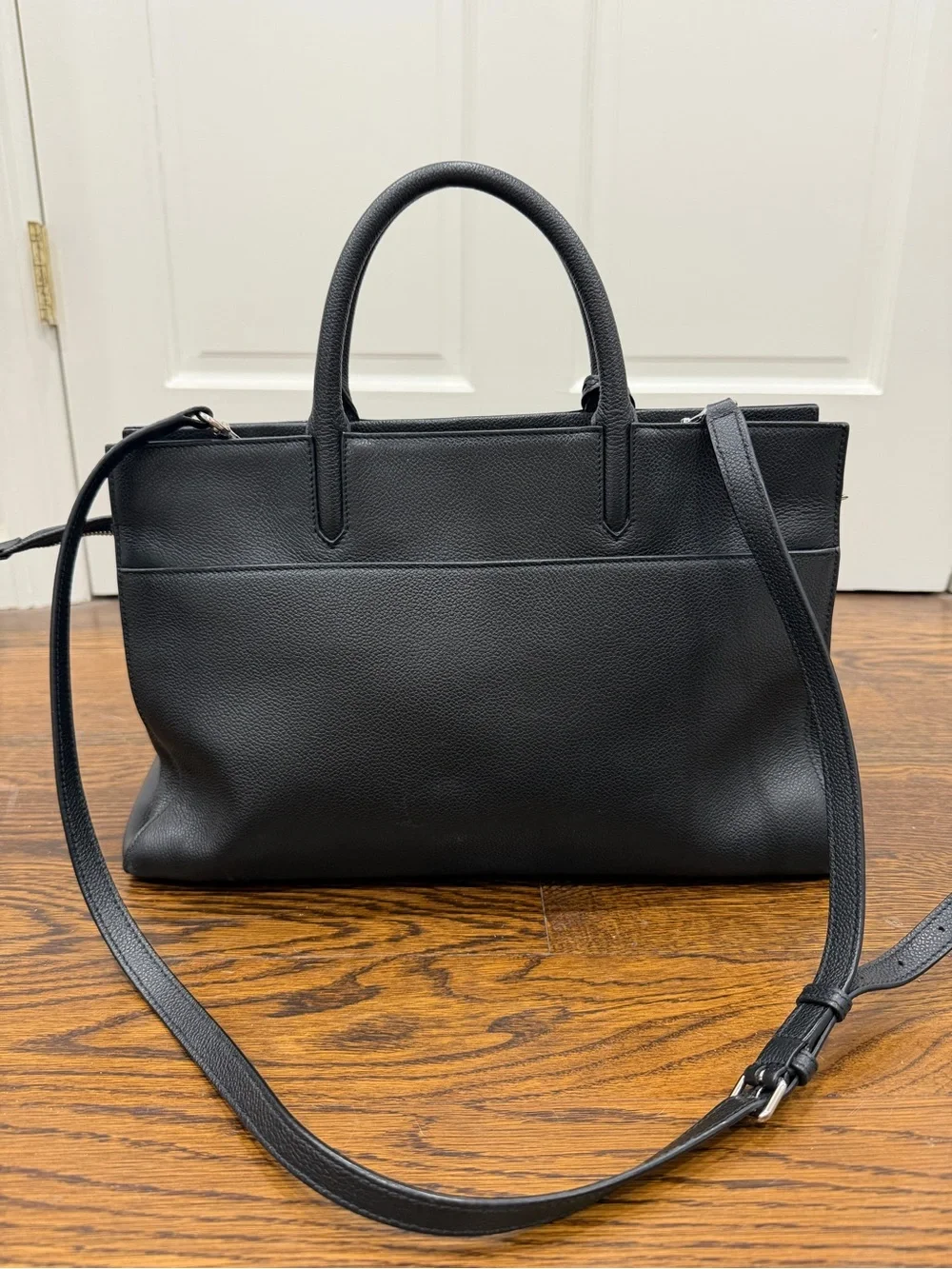 Saint Laurent Black Leather Top-Handle Tote with YSL Tag