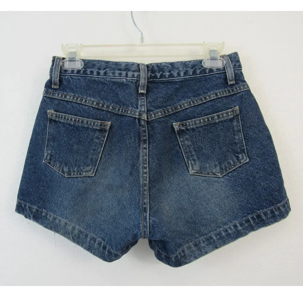 Vintage Anchor Blue Size 5 Denim Shorts 5 Pocket W/ Side Vent Sandblast Cotton