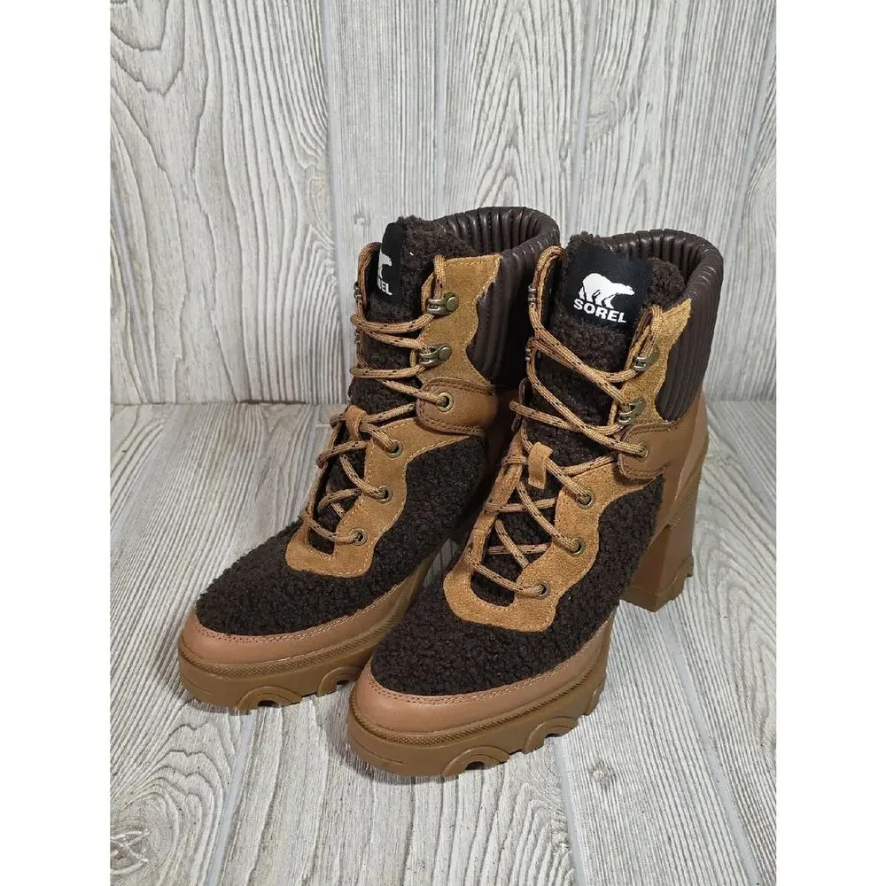 Sorel Brex Heel Cozy Lace Up Boots Womens Size 10