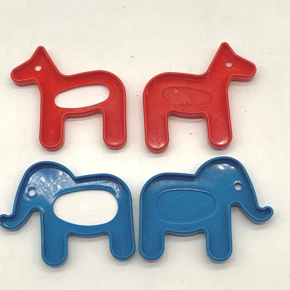 Vintage Tupperware TupperToys Animal Cookie Cutters Stencils Red Horse Elephant