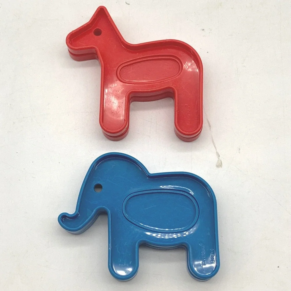 Vintage Tupperware TupperToys Animal Cookie Cutters Stencils Red Horse Elephant