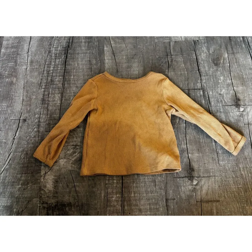 Girls Old Navy Long Sleeve Ribbed Shirt‎ 2T Mustard Yellow Toddler Top