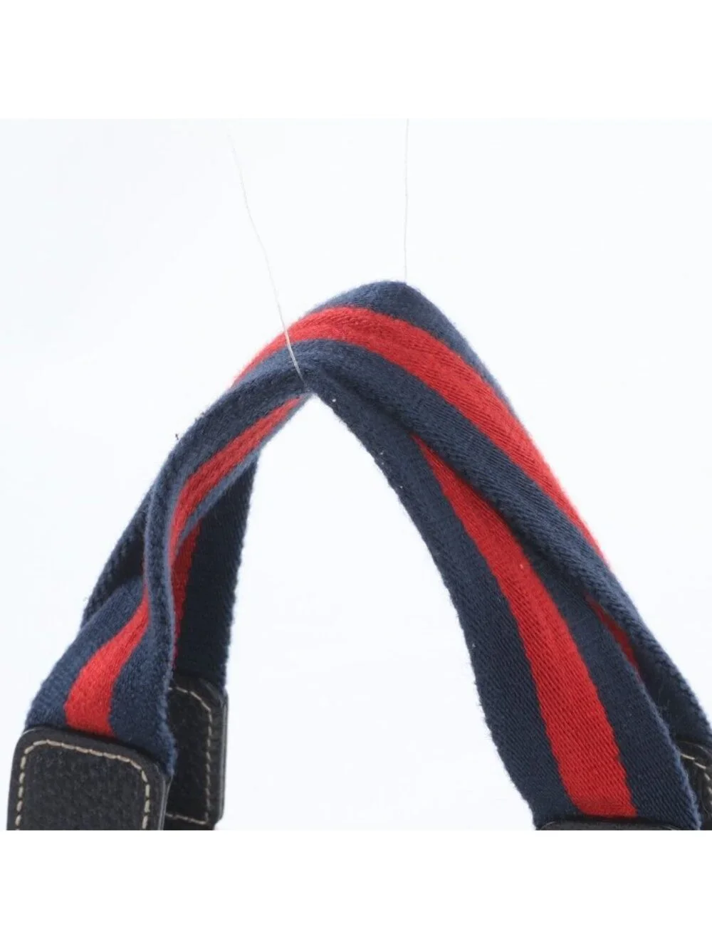 Gucci GG Canvas Sherry Line Leather Tote Shoulder Hand Navy