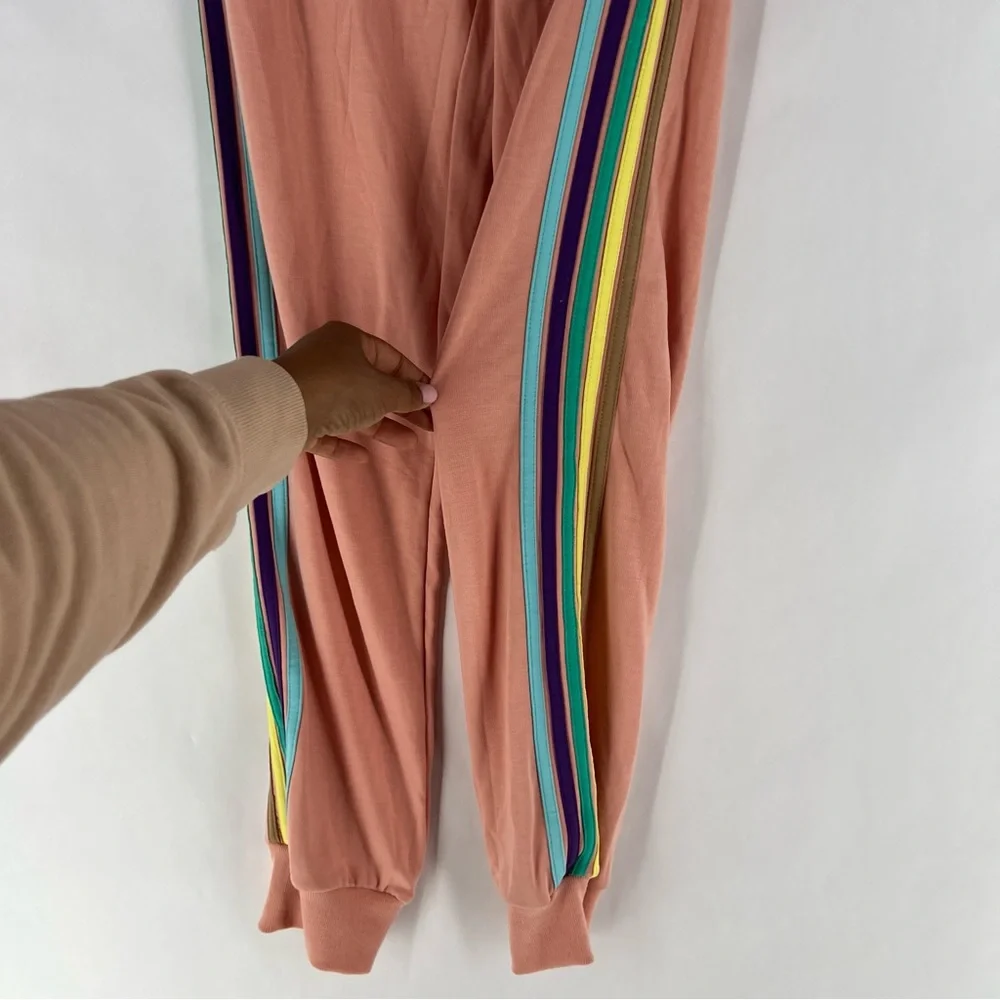Electric Yoga Sundrop Jogger Pants Womens‎ Size S Pink Rainbow Side Stripes