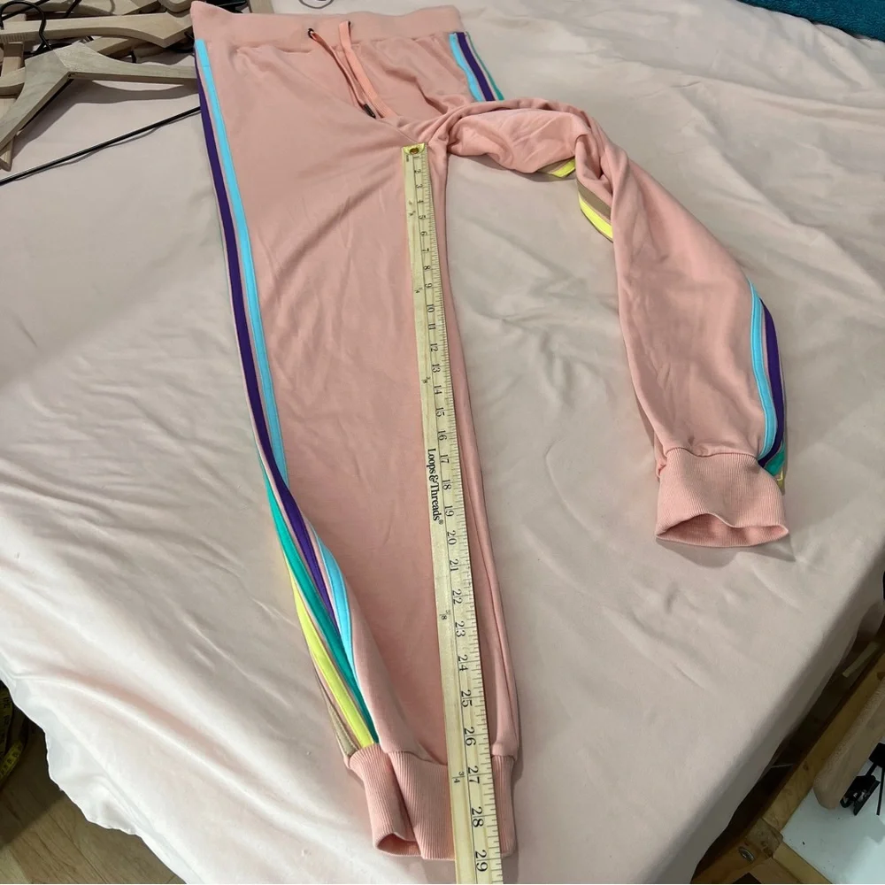 Electric Yoga Sundrop Jogger Pants Womens‎ Size S Pink Rainbow Side Stripes