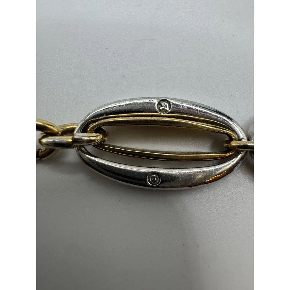 SWAROVSKI Swan‎ 18K Gold Plated Crystal Baha Link Bracelet Signed Two Tone