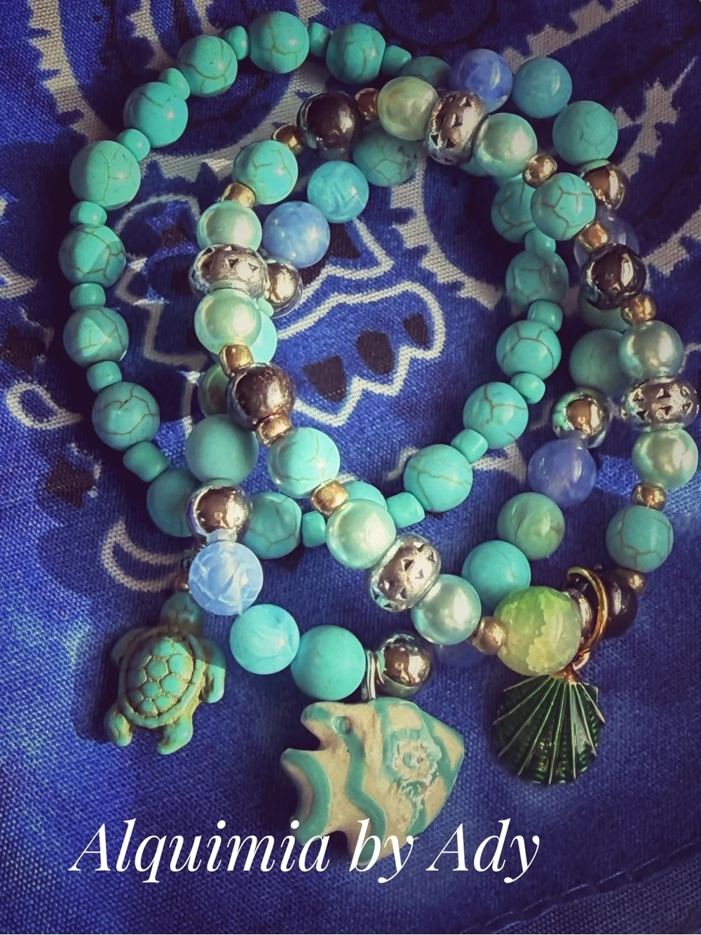 SEASIDE Turquoise Charm Beaded Bracelet Set