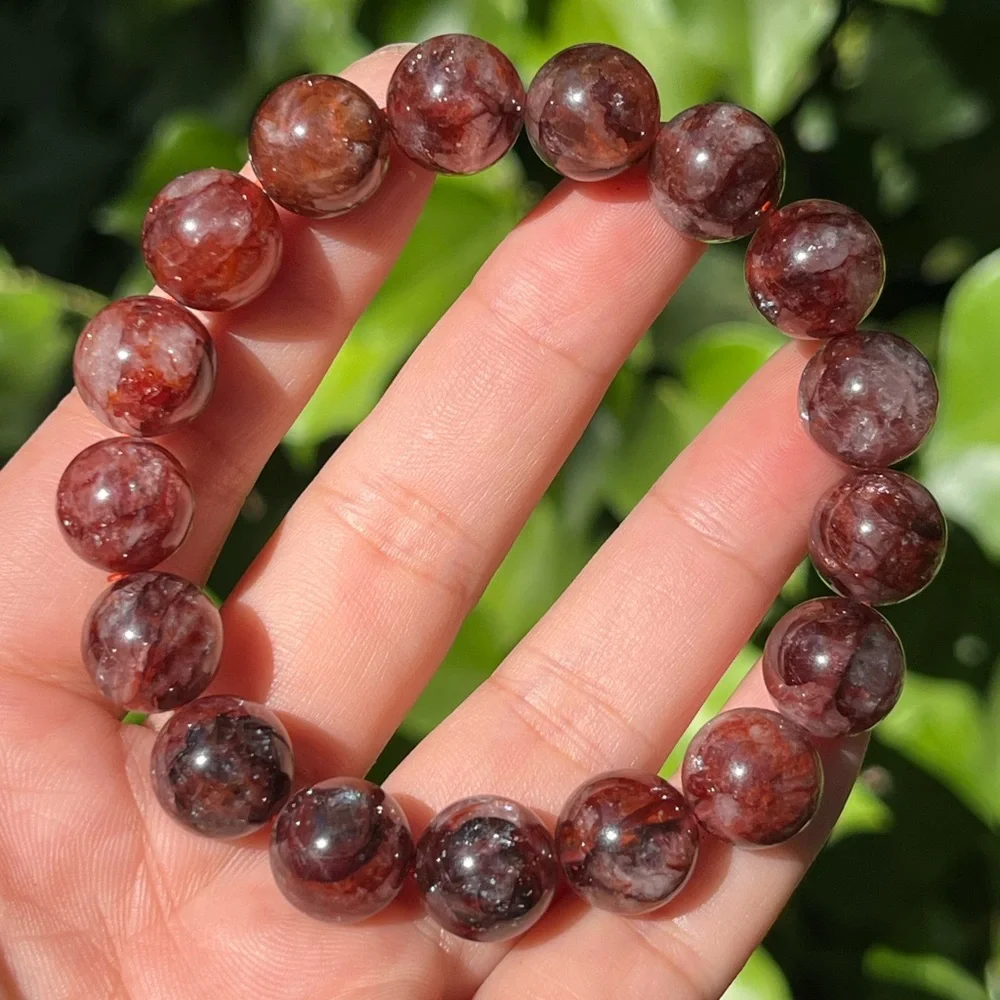 12mm stretchable dark fire Quartz bracelet‎