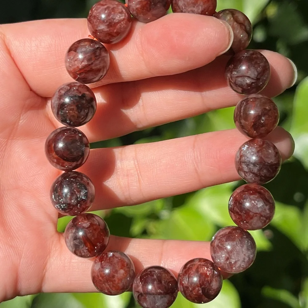 12mm stretchable dark fire Quartz bracelet‎