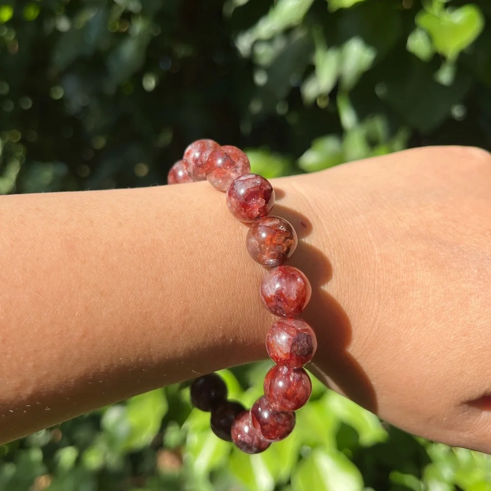 12mm stretchable dark fire Quartz bracelet‎