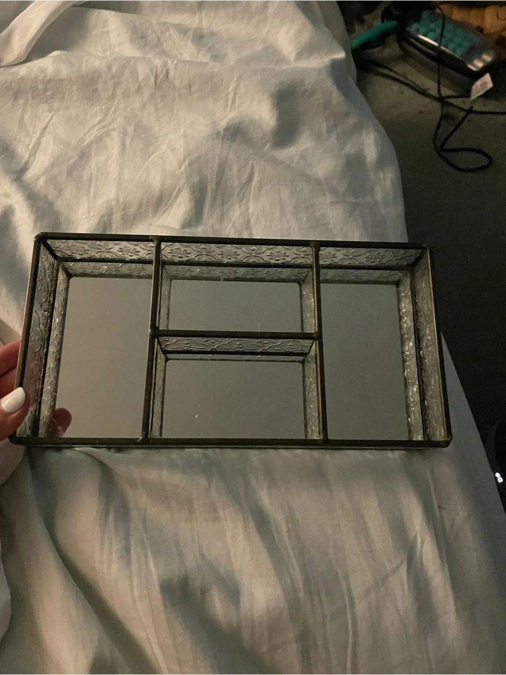 Glass and Mirrored Decorative Tray for jewelry, makeup, etc.