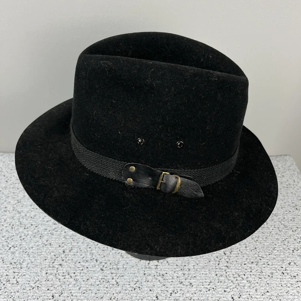VTG Mallory by Stetson Black Wool Hunter Hat Fedora Mens Size 7-7⅛ Medium‎ USA