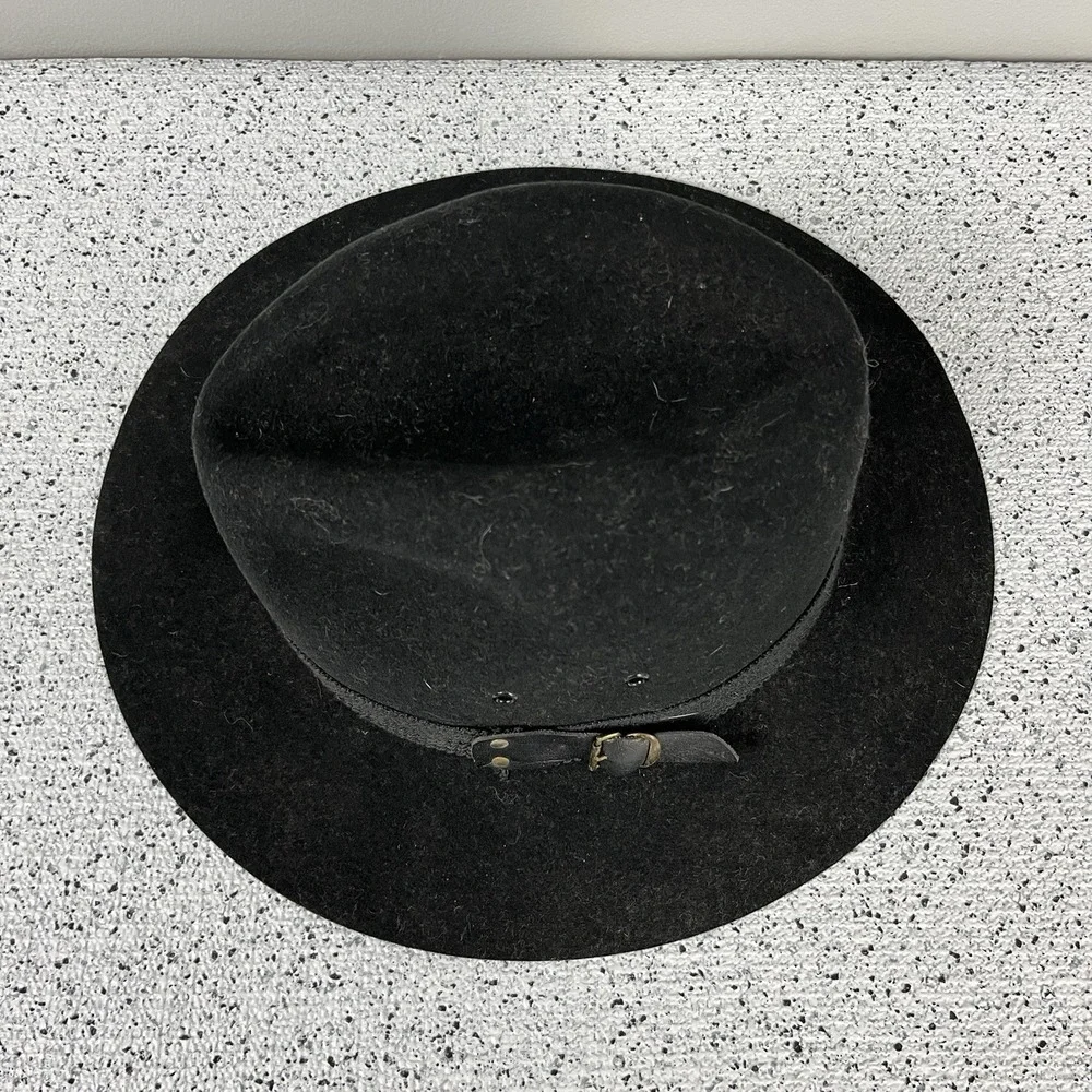 VTG Mallory by Stetson Black Wool Hunter Hat Fedora Mens Size 7-7⅛ Medium‎ USA