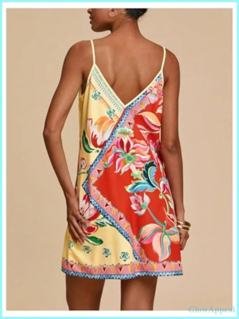 Boho Tropical Sleeveless Spaghetti Strap Mini Dress