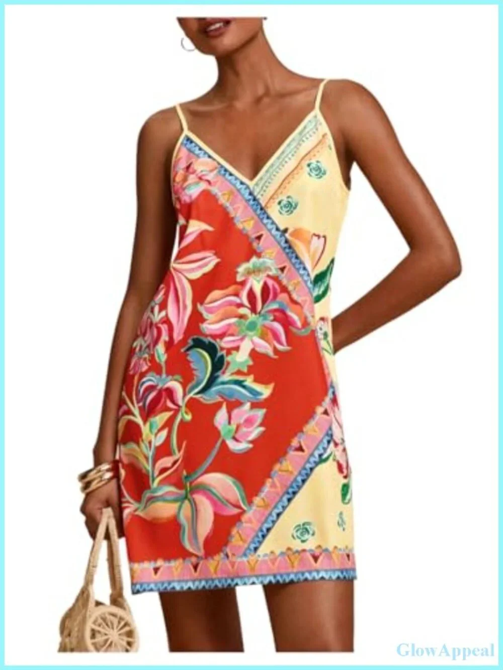 Boho Tropical Sleeveless Spaghetti Strap Mini Dress
