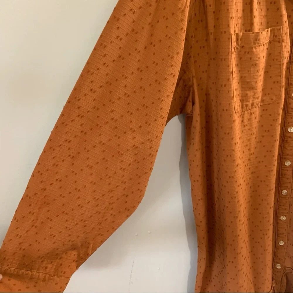 Wonderfly Rust Button Front Ruffle Hem Dress Plus Size
