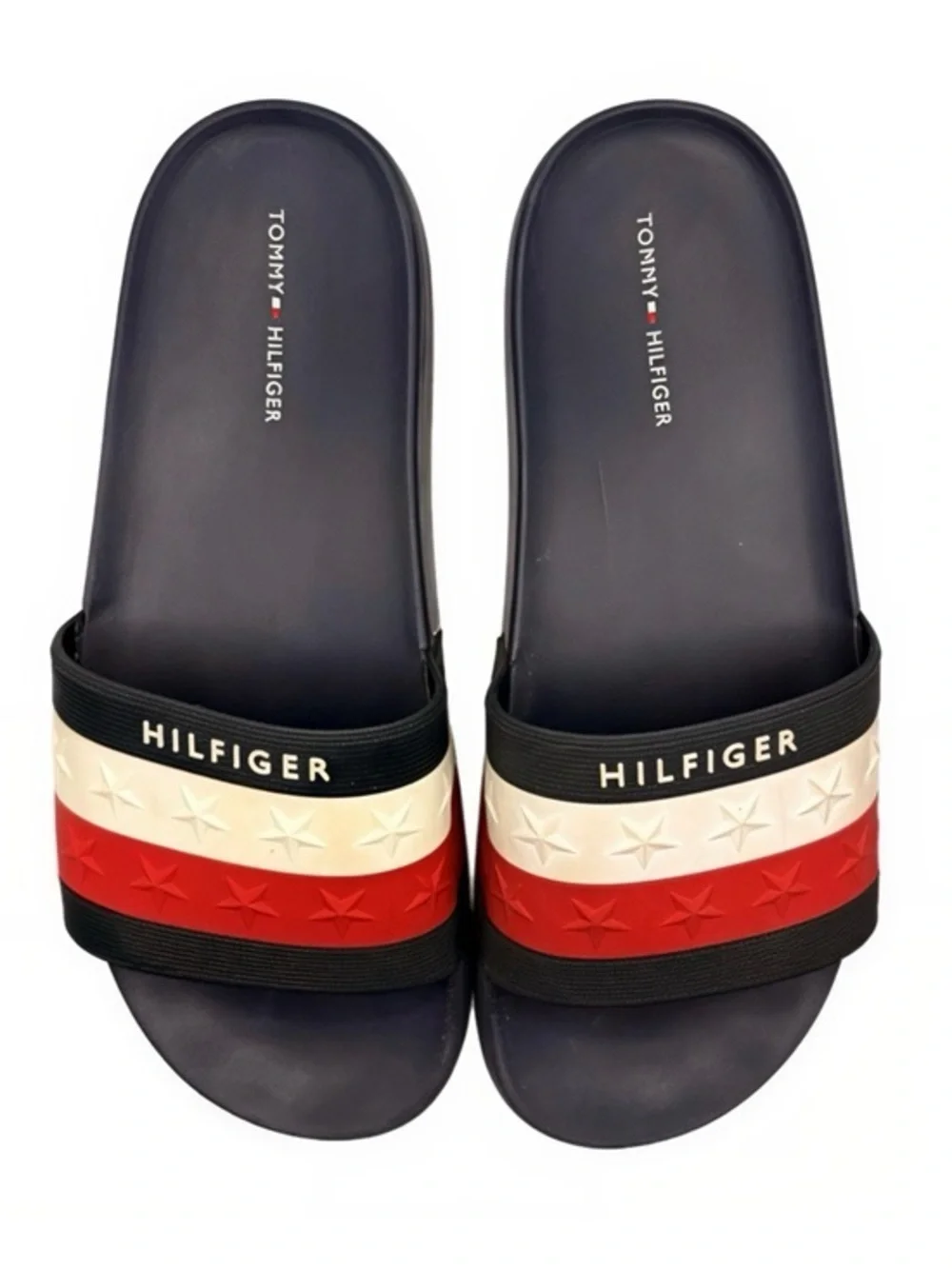 Tommy Hilfiger | Dulce 2 Dark Blue Red & White Slide Sandals Star Studded