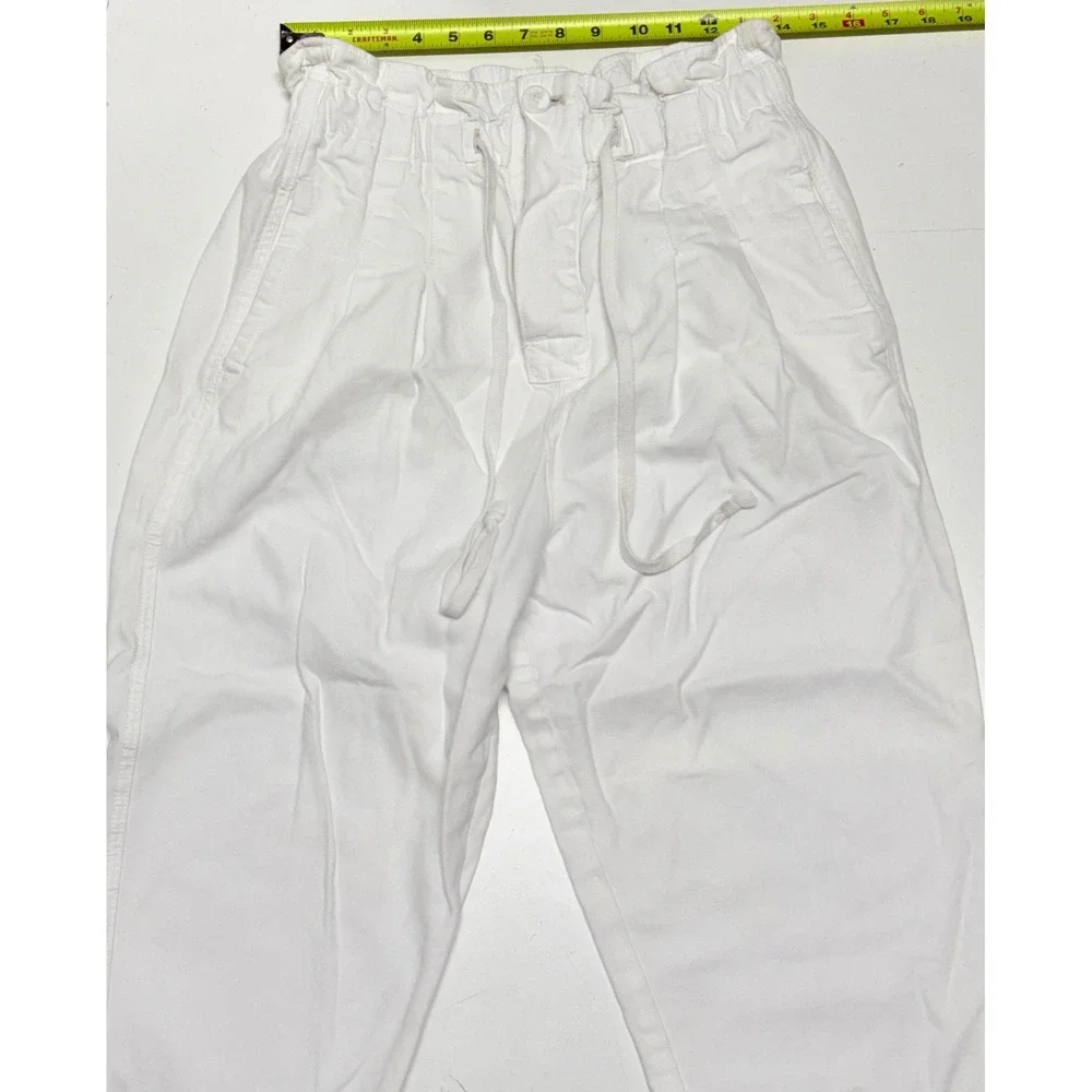 Free People White Paperbag Waist Tapered Pants High Rise Small OB1087851‎