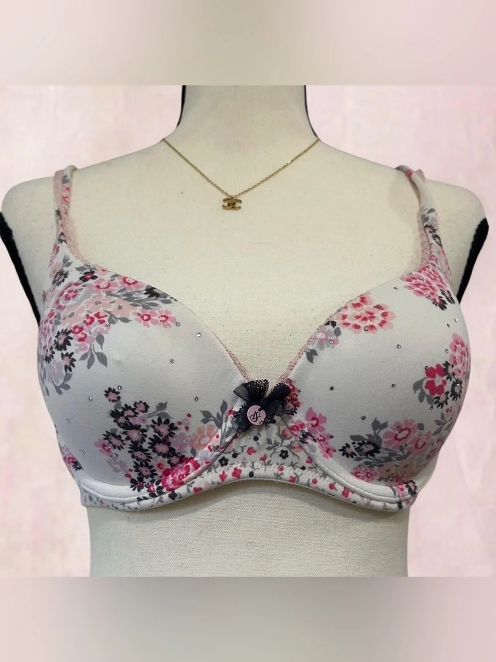 Victoria's Secret Pink & White Floral Lined Demi Underwire Bra