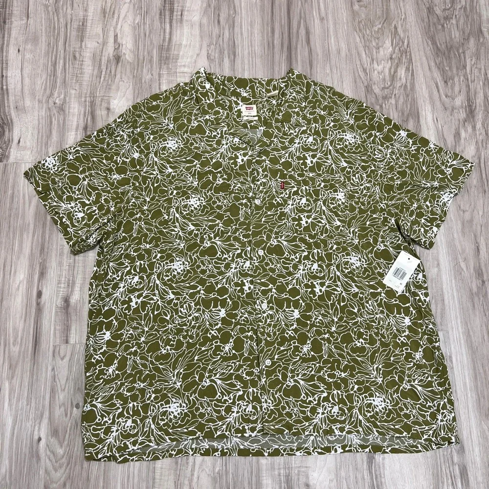 Levi's Classic Camper Shirt 2XL Green printed Relaxed Fit