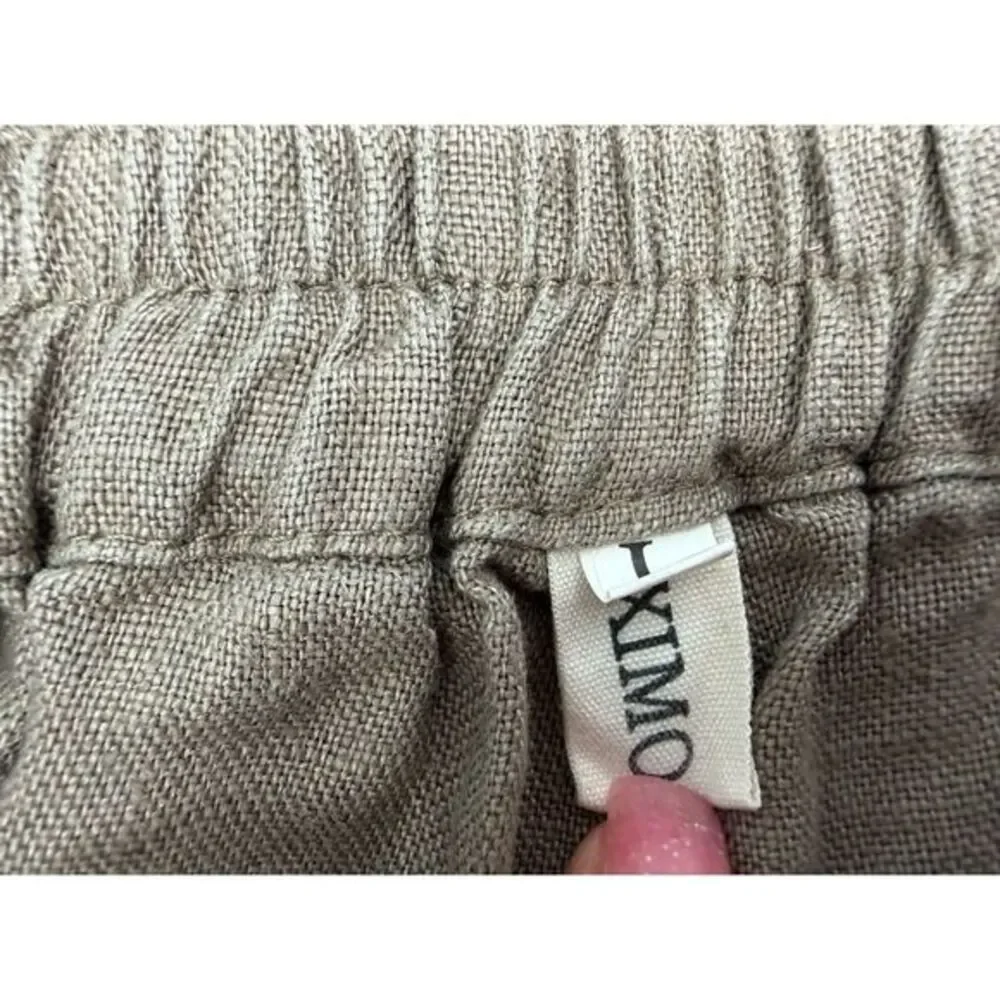 XIMO Pants Womens Size L Brown 100% Linen Jogger‎ Minimalist Neutral Lagenlook