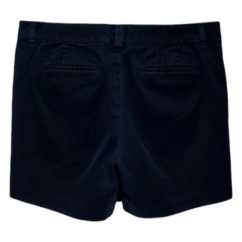 Talbots Flat Front Mid Rise Cotton Shorts Blue 14