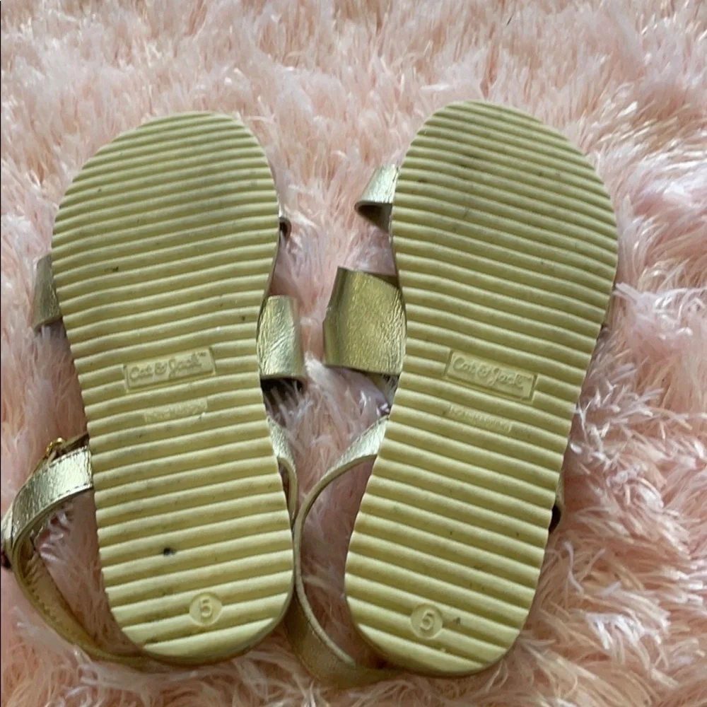 Cat & Jack Girls Gold Metallic Velcro Sandals