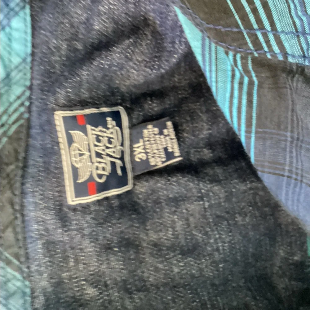 Black Jack Men's Blue and Teal Plaid Button Down Shirt size 3XL EUC