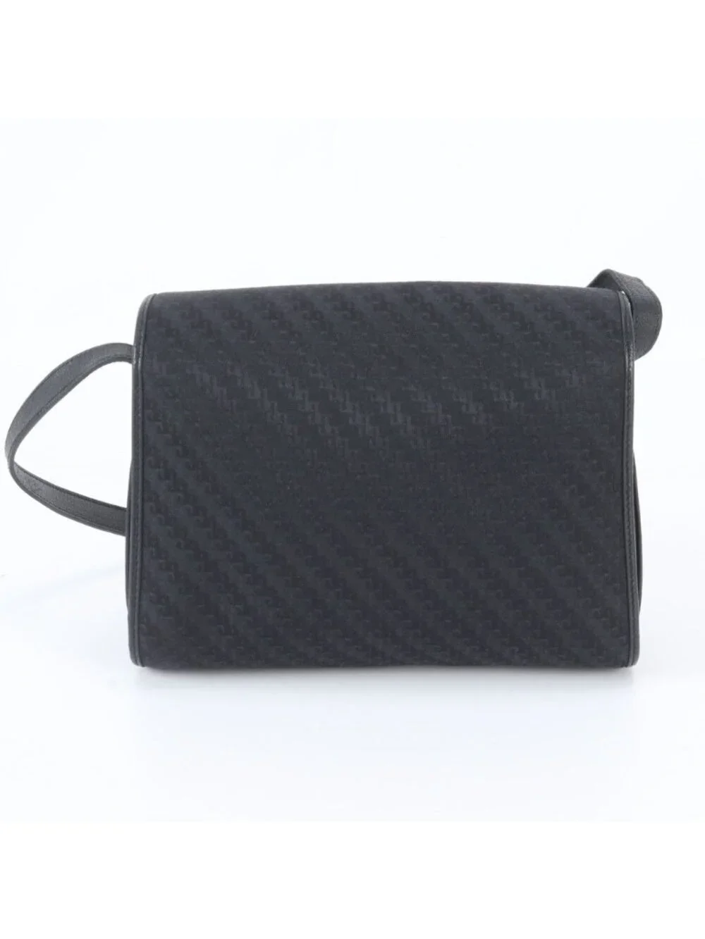 Gucci Vintage Leather Canvas Shoulder Bag Crossbody Black
